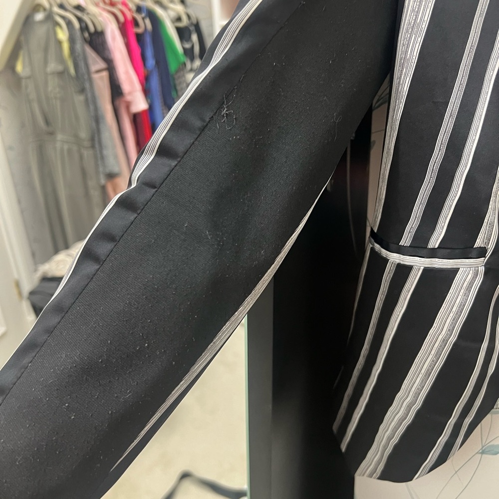 Bcbg black and white striped suit jacket